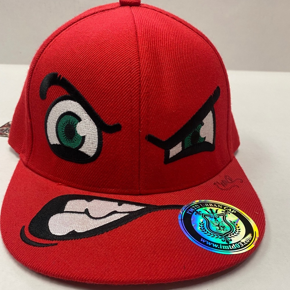 Red character hat